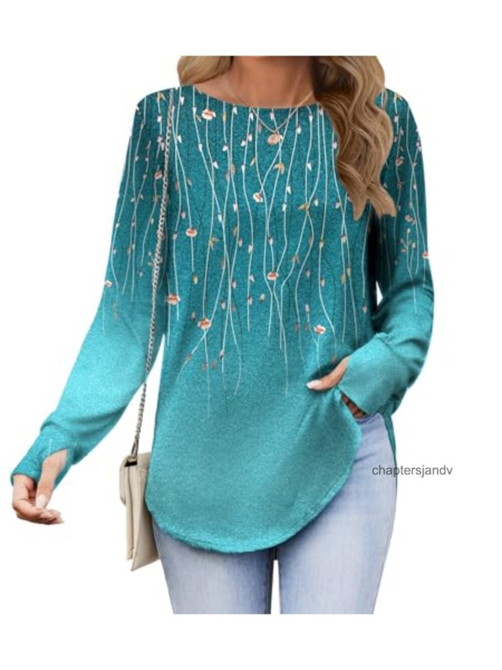 Womens Tunic Tops Long Sleeve Crew Neck Thumb Hole Loose Tshirts for Leggings